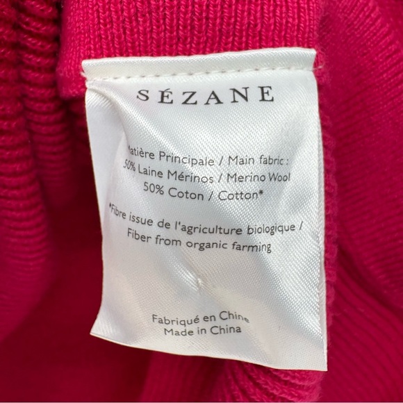Sézane Clément Merino Wool Cotton Sweater Sz Small Fuchsia Pink French Chic New - Picture 14 of 15